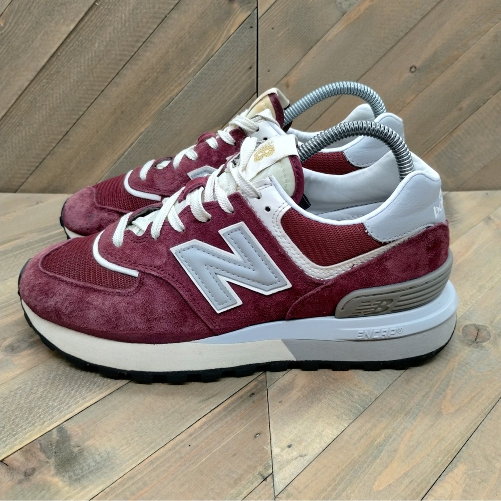 New Balance 574 Legacy Burgundy Suede Mesh Sneakers Mens Size 7 Low Top Classic
